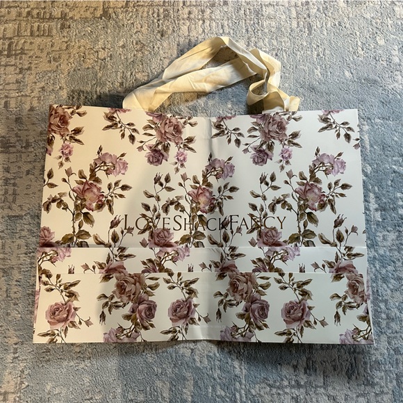 LoveShackFancy Accessories - LoveShackFancy holiday bag shopping bag shopper tote pink yellow floral
